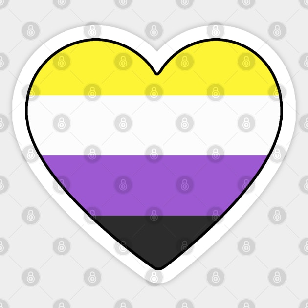 Non-Binary Pride Heart Sticker by LittleGreenHat